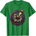 Men's Sealed King-Cake Badge Cartoon Mardi Gras Party Humor T-Shirt - Kelly Green