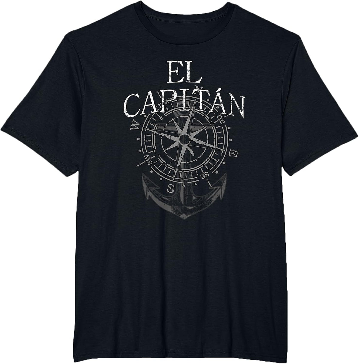 El Capitan Anchor Compass - Fun Captain Statement Outfit T-Shirt - Black