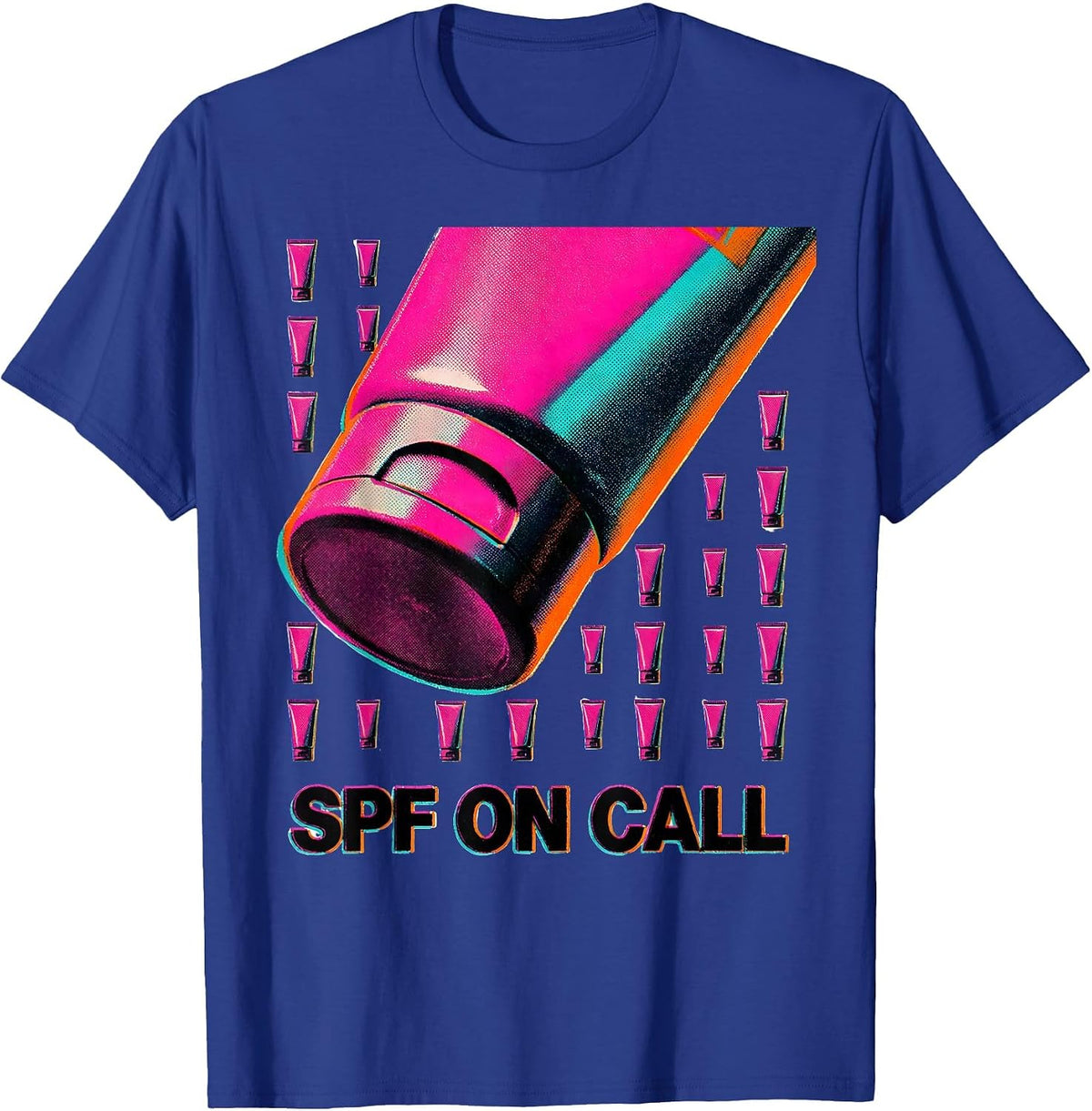 SPF On Call Risograph Humor Esthetician Lash Tech Workwear T-Shirt - Royal Blue