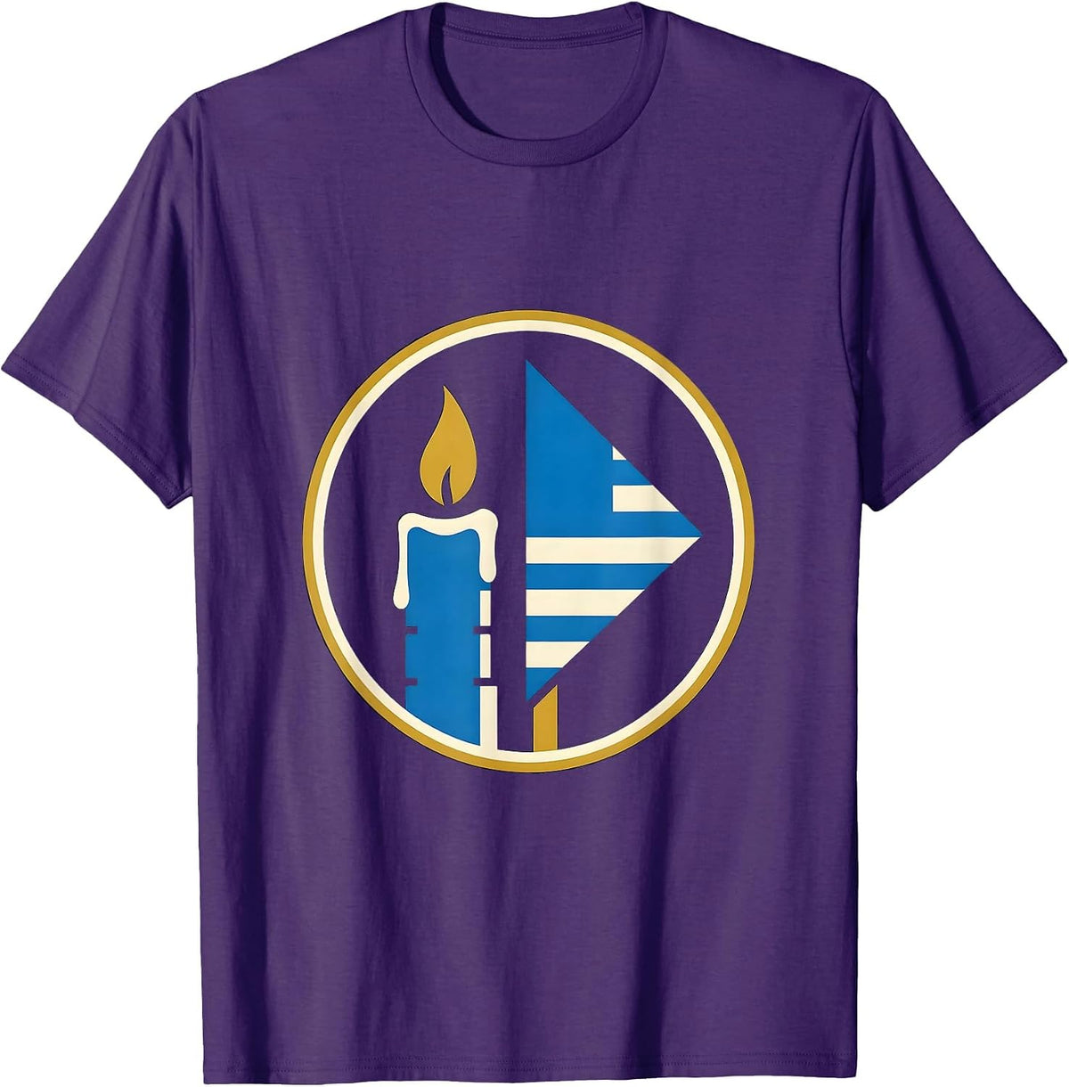 Back the Blue Memorial Candle and Folded Flag T-Shirt - Purple