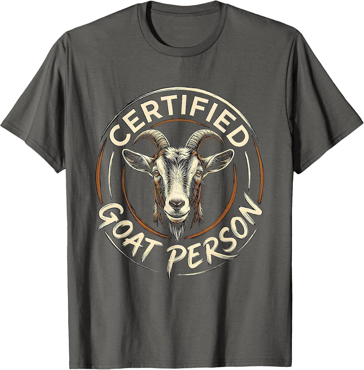 Certified Goat Person Minimalist Line Art Icon Outline Gift T-Shirt - Asphalt Grey