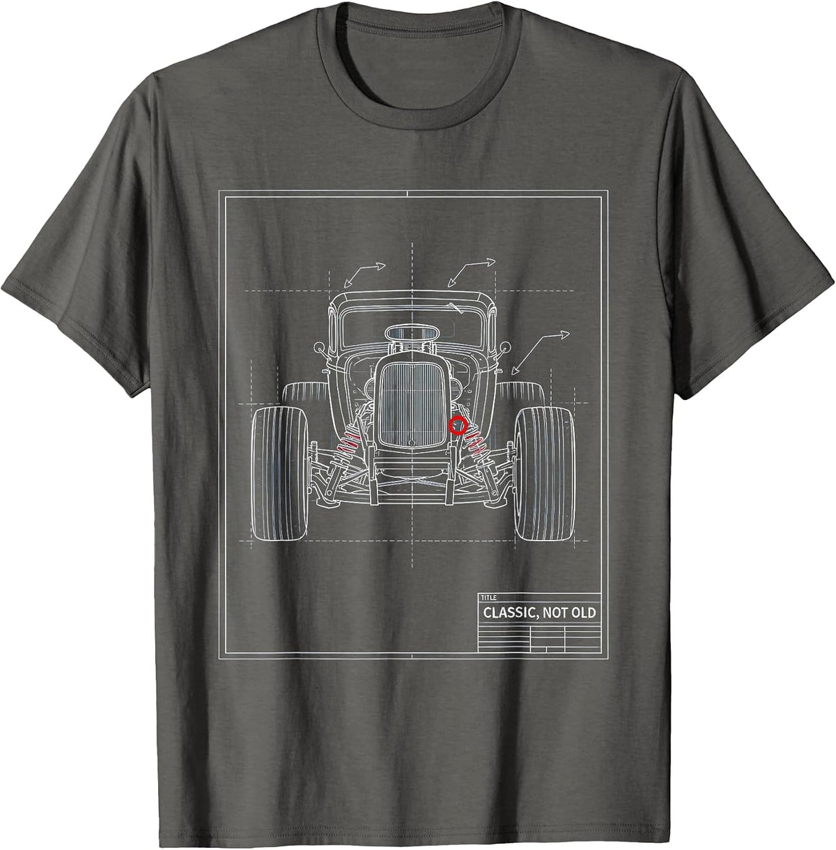 Classic Not Old Vintage Retro Car Blueprint Racing T-Shirt - Asphalt Grey