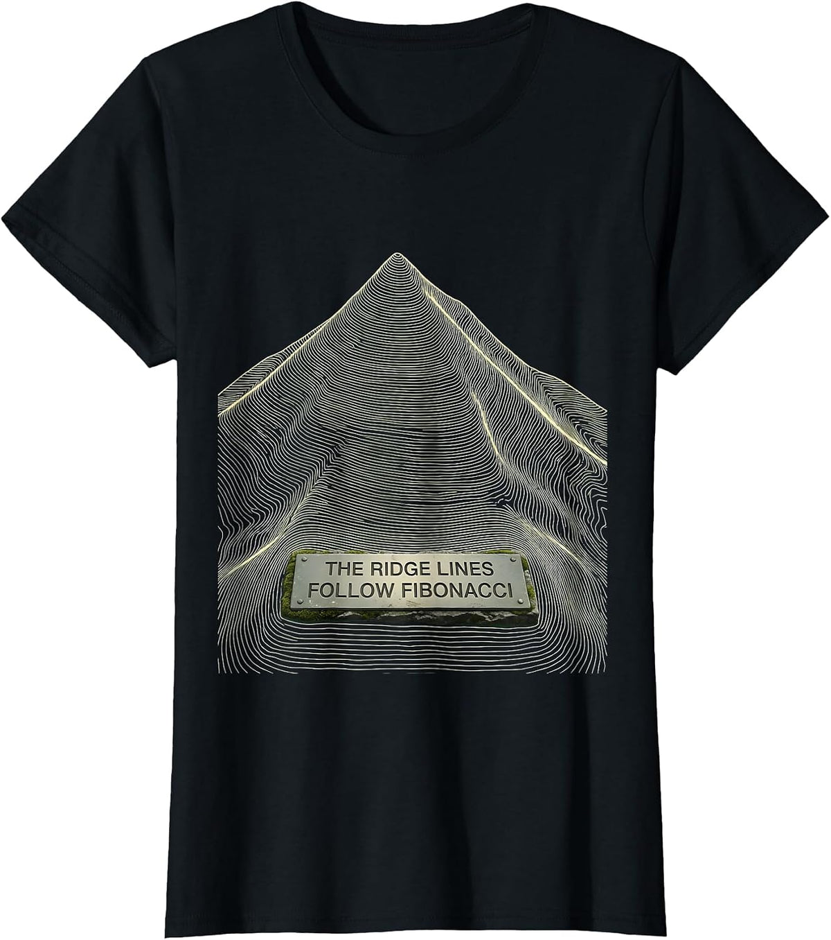 The Ridge Lines Follow Fibonacci Math Geometry Sacred Ratio T-Shirt - Black