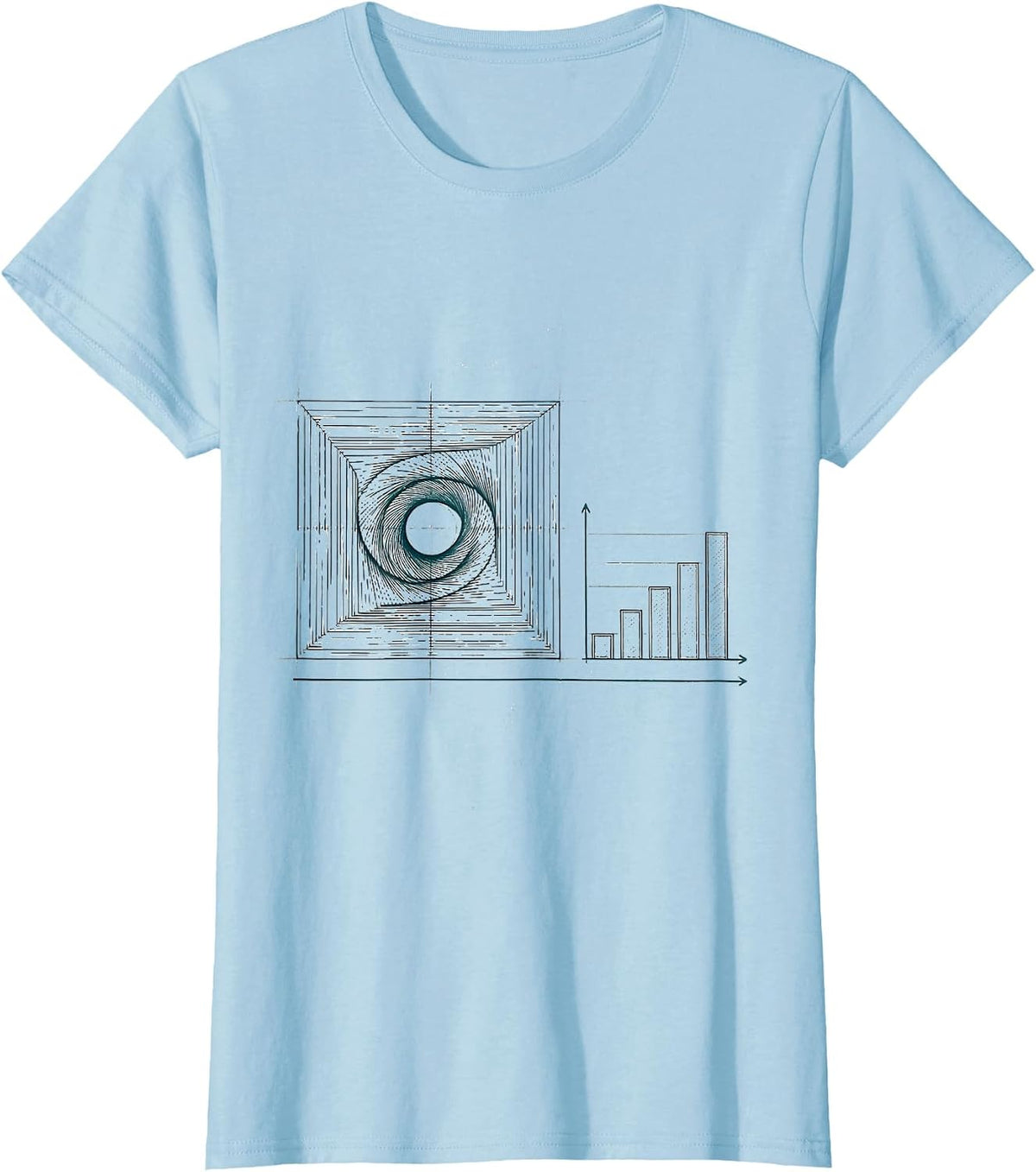 Women's Fibonacci Spiral Golden Ratio Geometry Math Enthusiast T-Shirt - Baby Blue