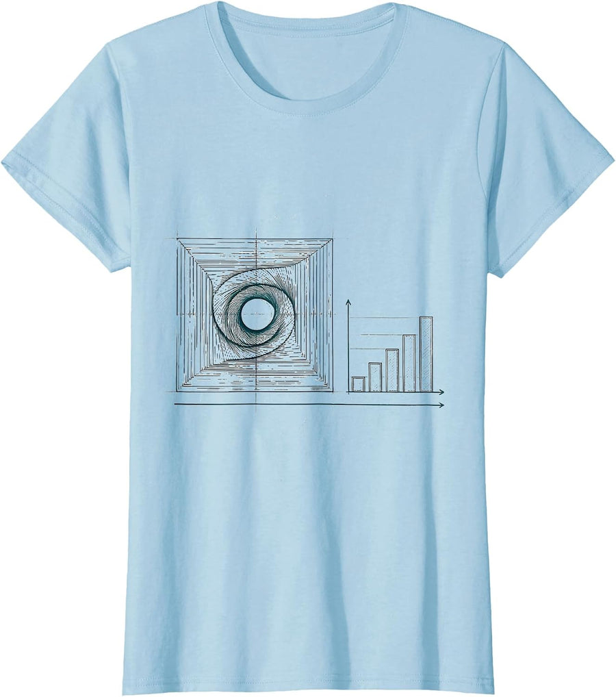 Women's Fibonacci Spiral Golden Ratio Geometry Math Enthusiast T-Shirt - Baby Blue