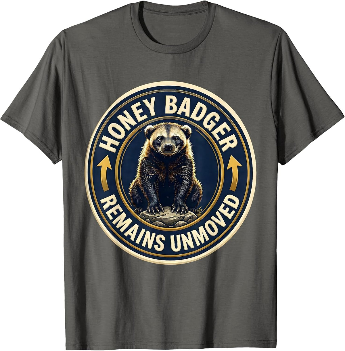 Men's Honey Badger Remains Unmoved Funny Animal Humor T-Shirt - Asphalt Grey