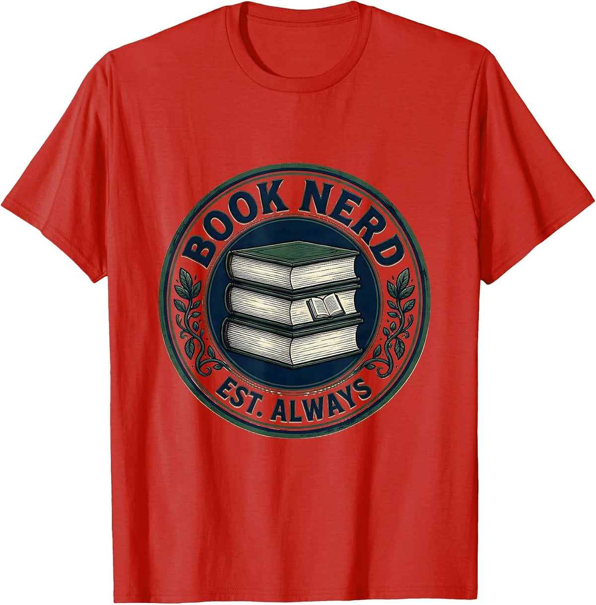 Men's Stacked Spines Book Lover Librarian Humor T-Shirt - Red