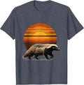 Honey Badger Retro 70s Animal Humor T-Shirt - Heather Blue