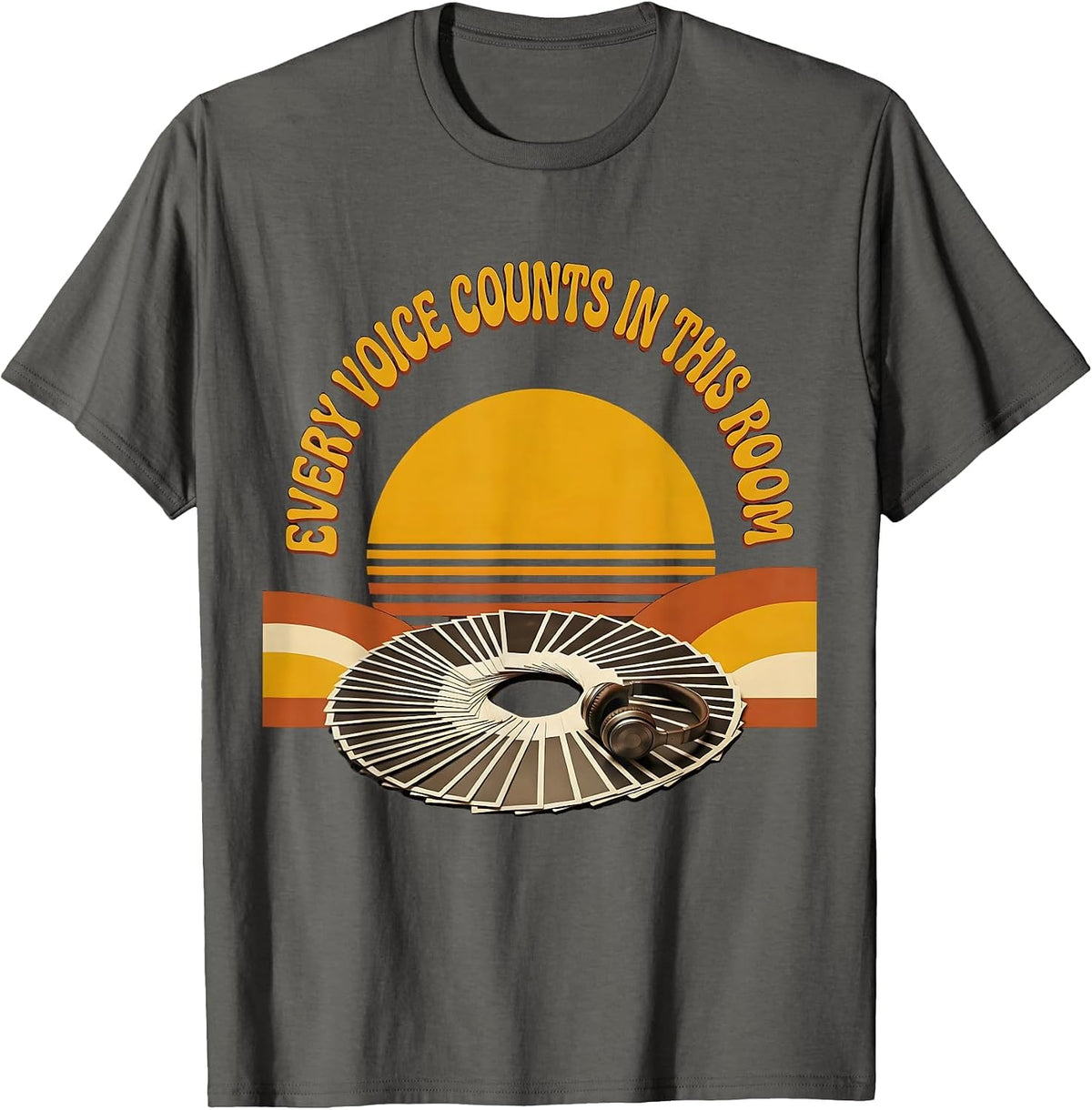 Every Voice Counts In This Room Retro 70s Special Education T-Shirt - Asphalt Grey