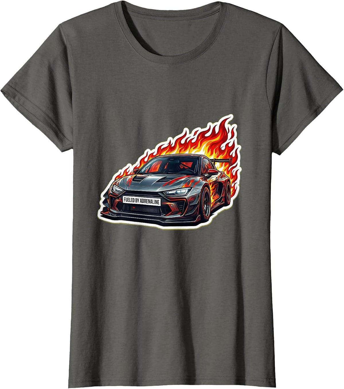 Women's Fueled by Adrenaline Racing Graphic Design T-Shirt - Asphalt Grey