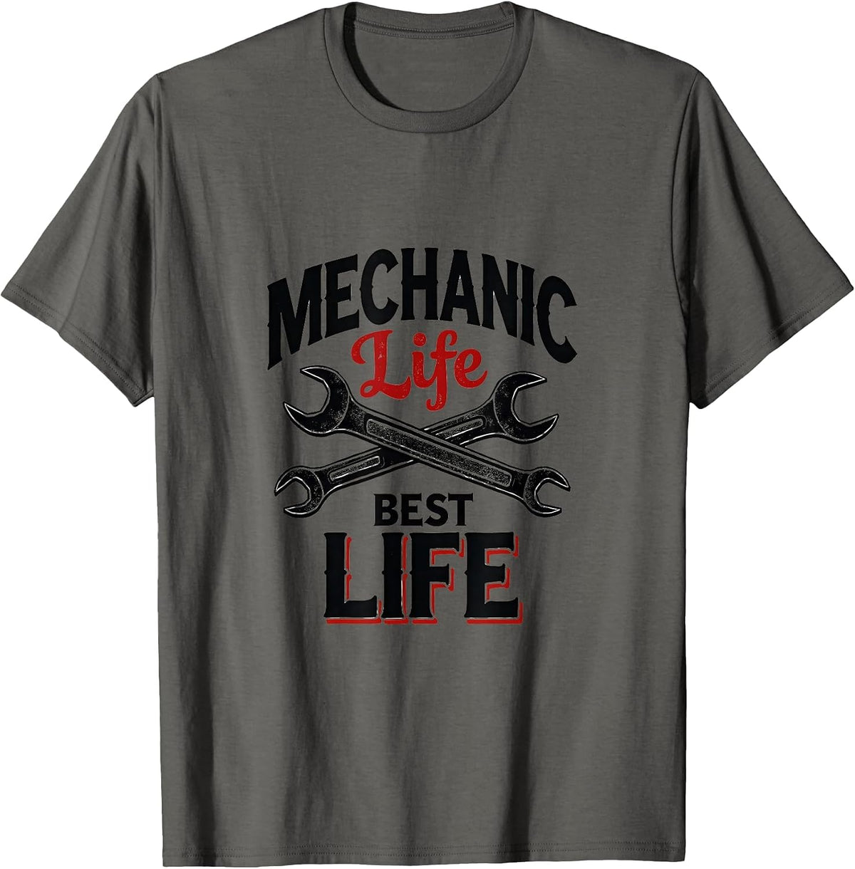 Mechanic Life Best Life Automotive Design T-Shirt - Asphalt Grey