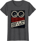 Women's Keep It 100 Keep It Real Vintage DJ Speaker Old School Hip T-Shirt - Dark Heather Grey