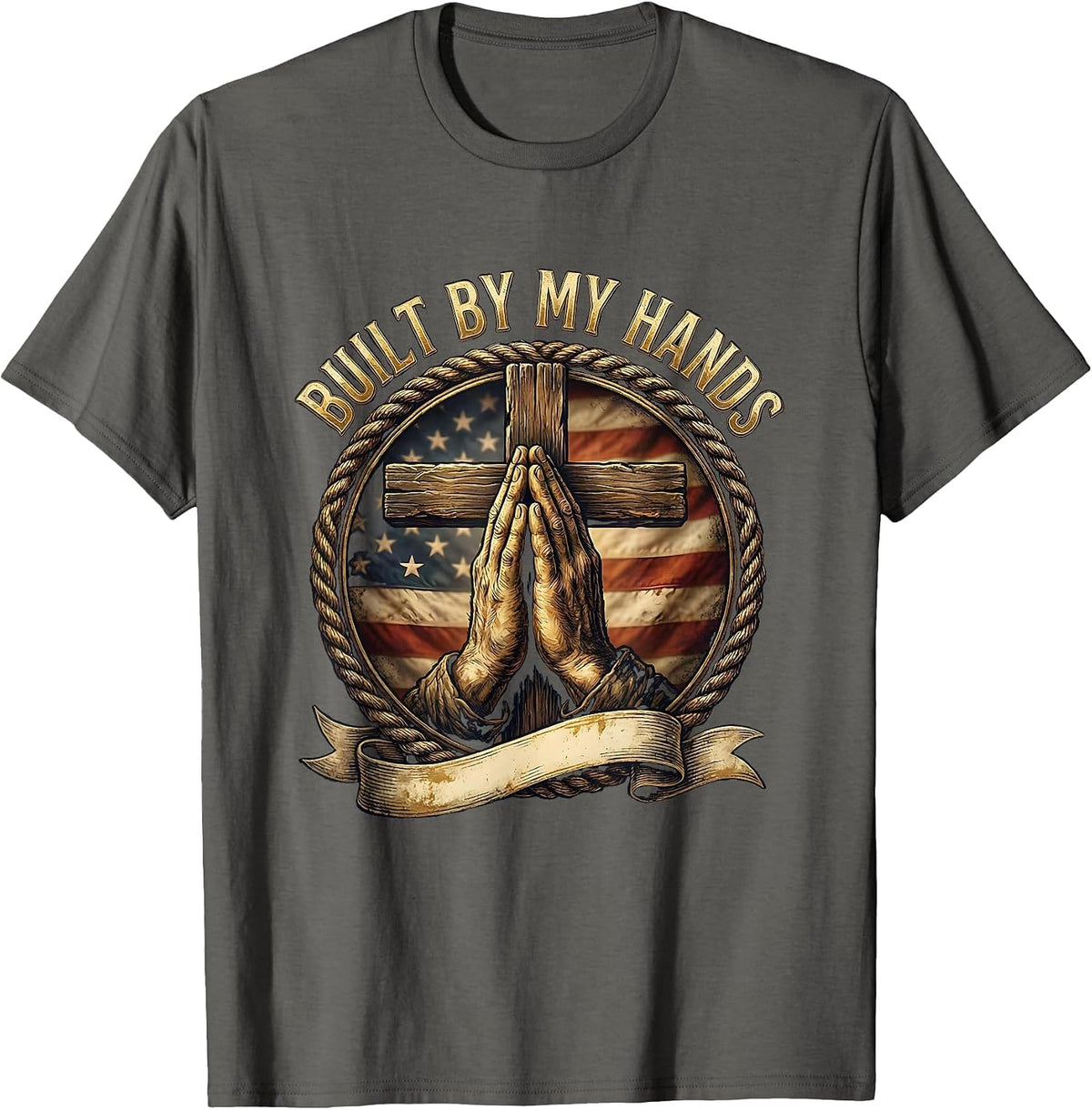 Built by My Hands Blue Collar Worker Design T-Shirt - Asphalt Grey