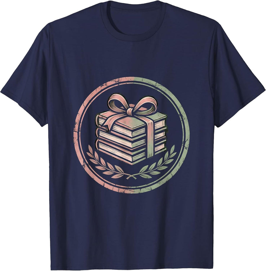 Classic Novels Stack English Teacher Gift T-Shirt - Navy Blue