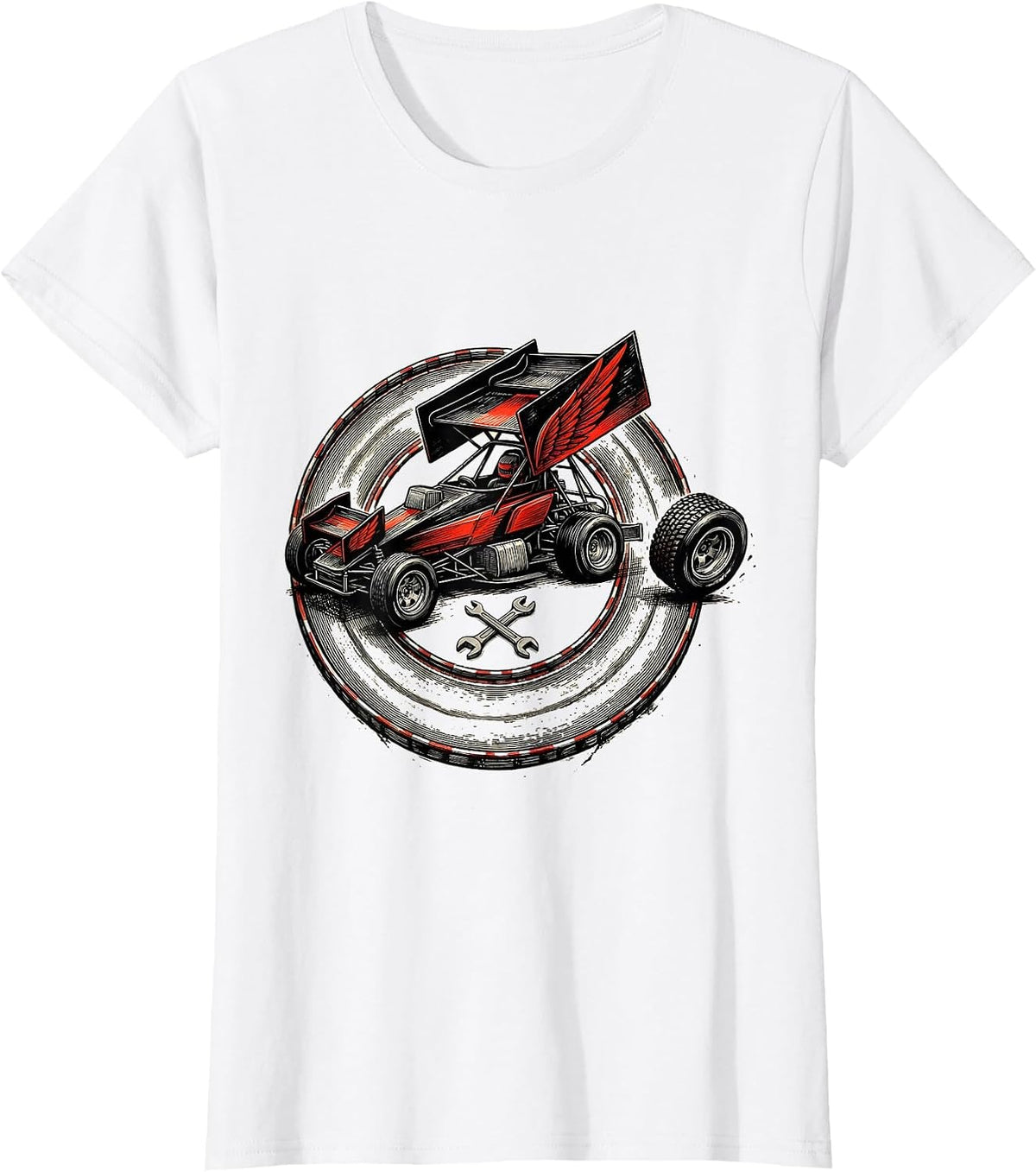 Winged Sprint Car RC Racing Humor Dirt Track T-Shirt - White