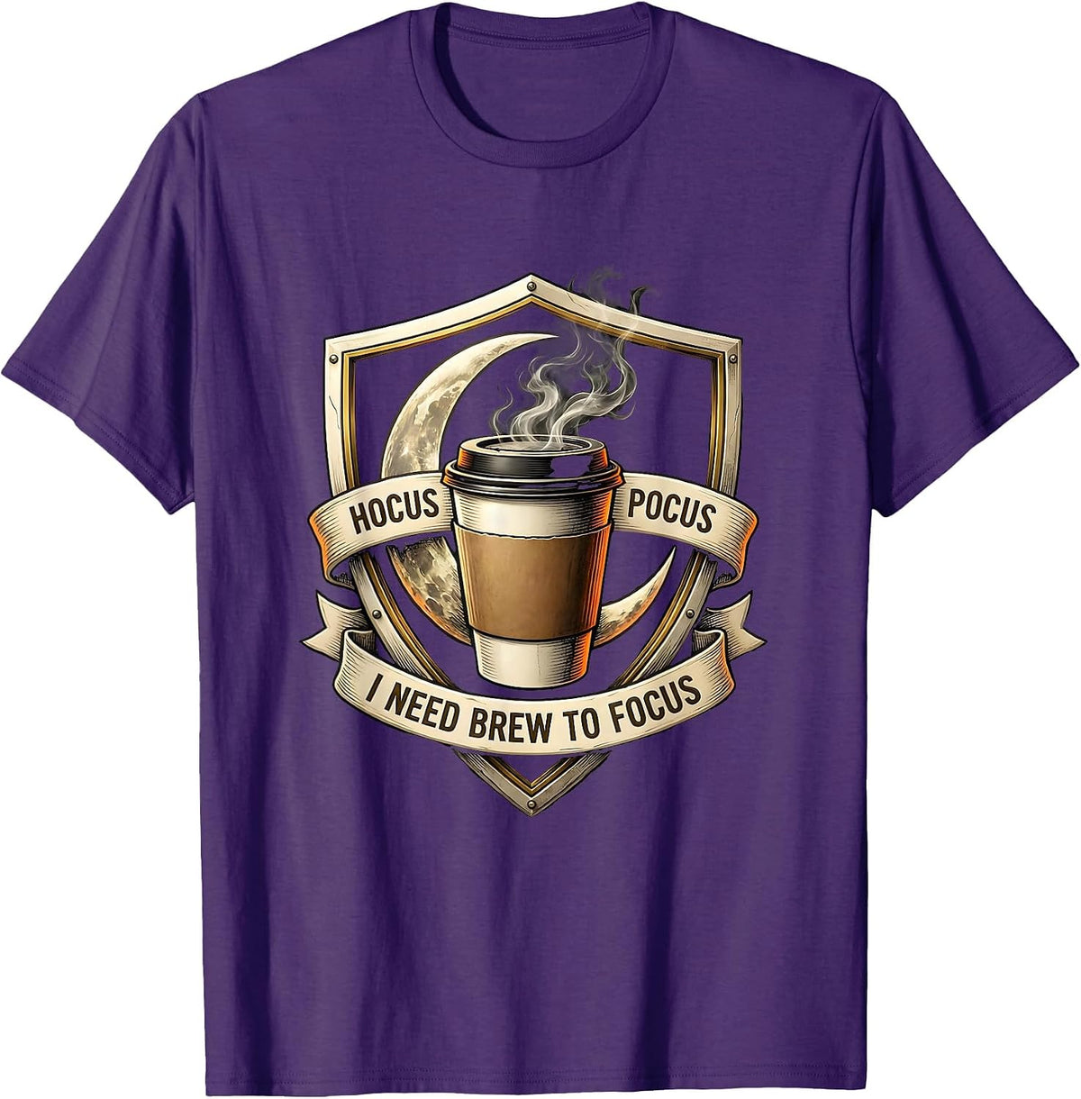 Men's Hocus Pocus I Need Brew To Focus Funny Halloween Teacher T-Shirt - Purple