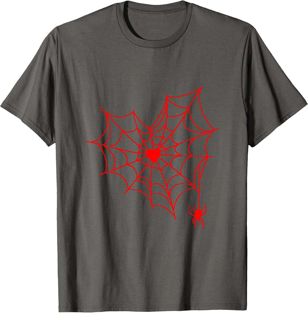 Spider Web Heart Valentine Day Couple Matching Design for T-Shirt - Asphalt Grey