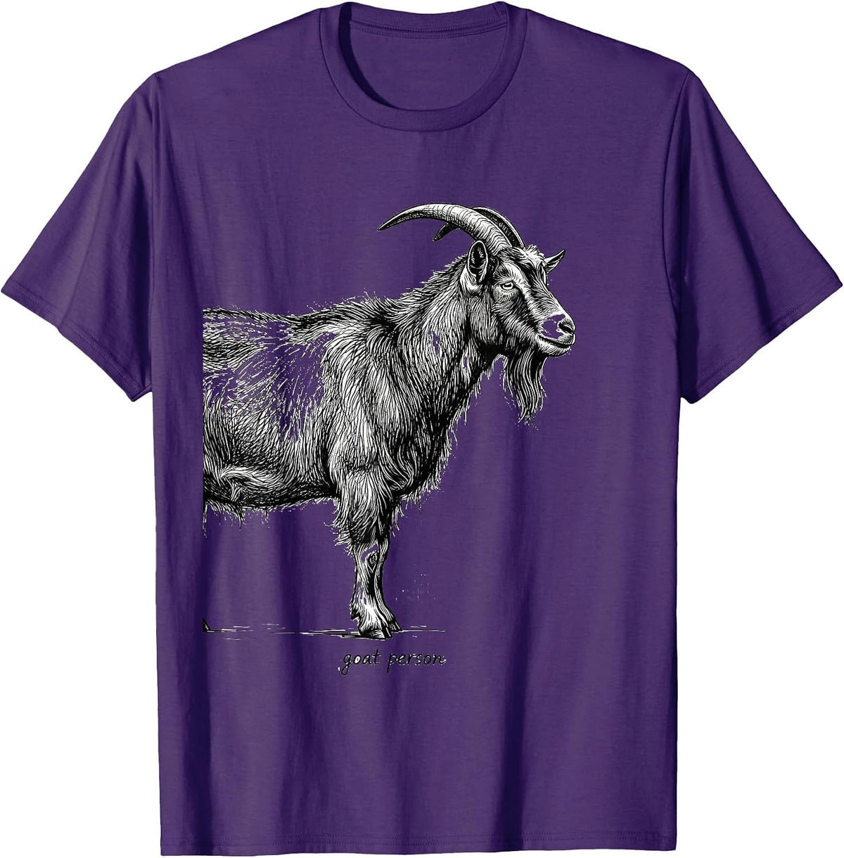 Goat Person Minimalist Scribble Line Art Graphic Wildlife T-Shirt - Purple