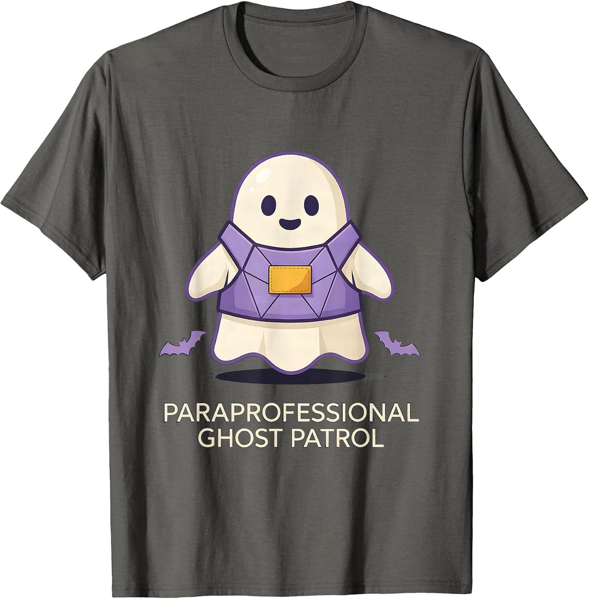 Men's Paraprofessional Ghost Patrol Funny SPED Teacher Halloween T-Shirt - Asphalt Grey