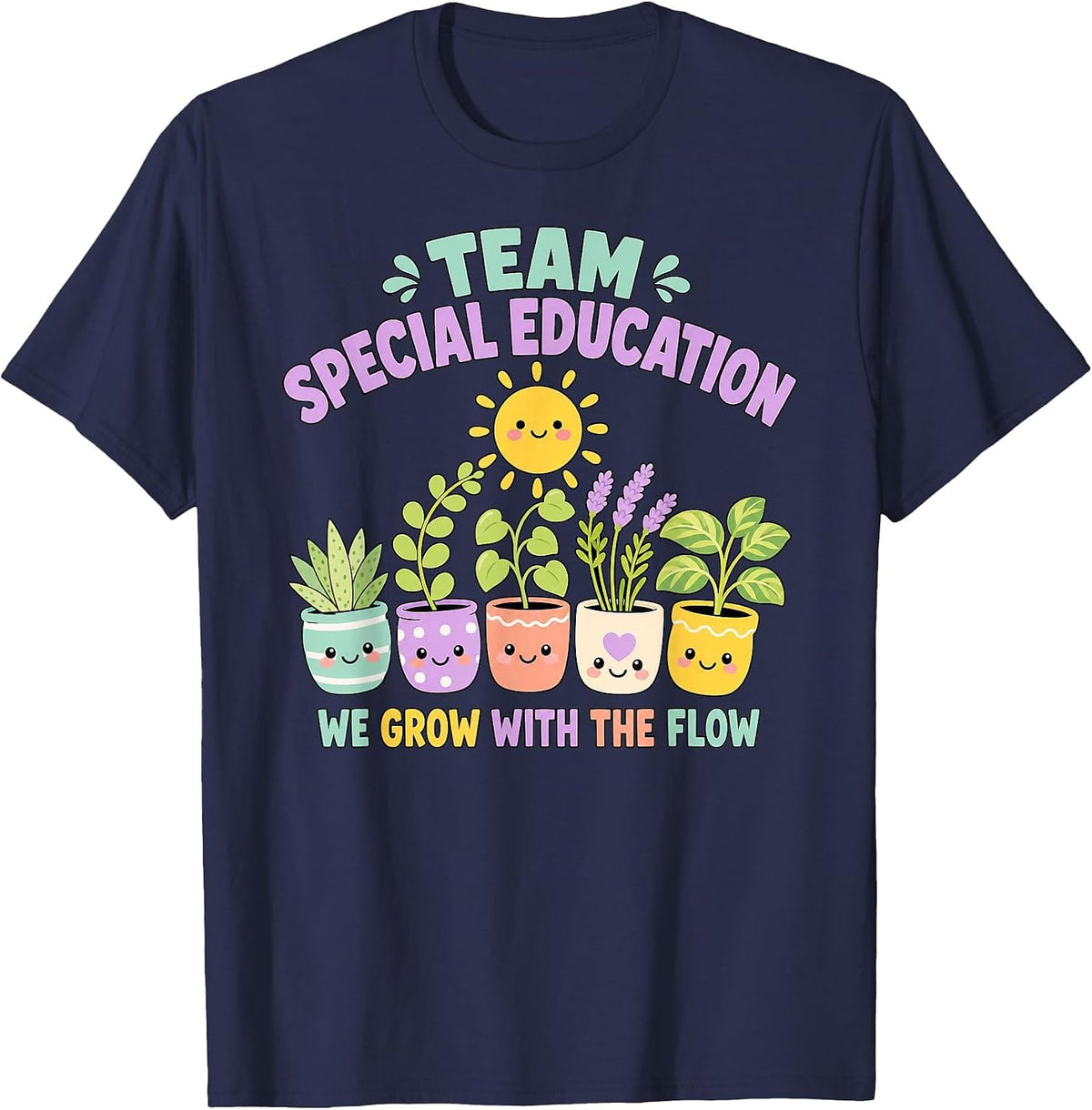 Team Sped Grow with The Flow Cute Special Education Teacher T-Shirt - Navy Blue