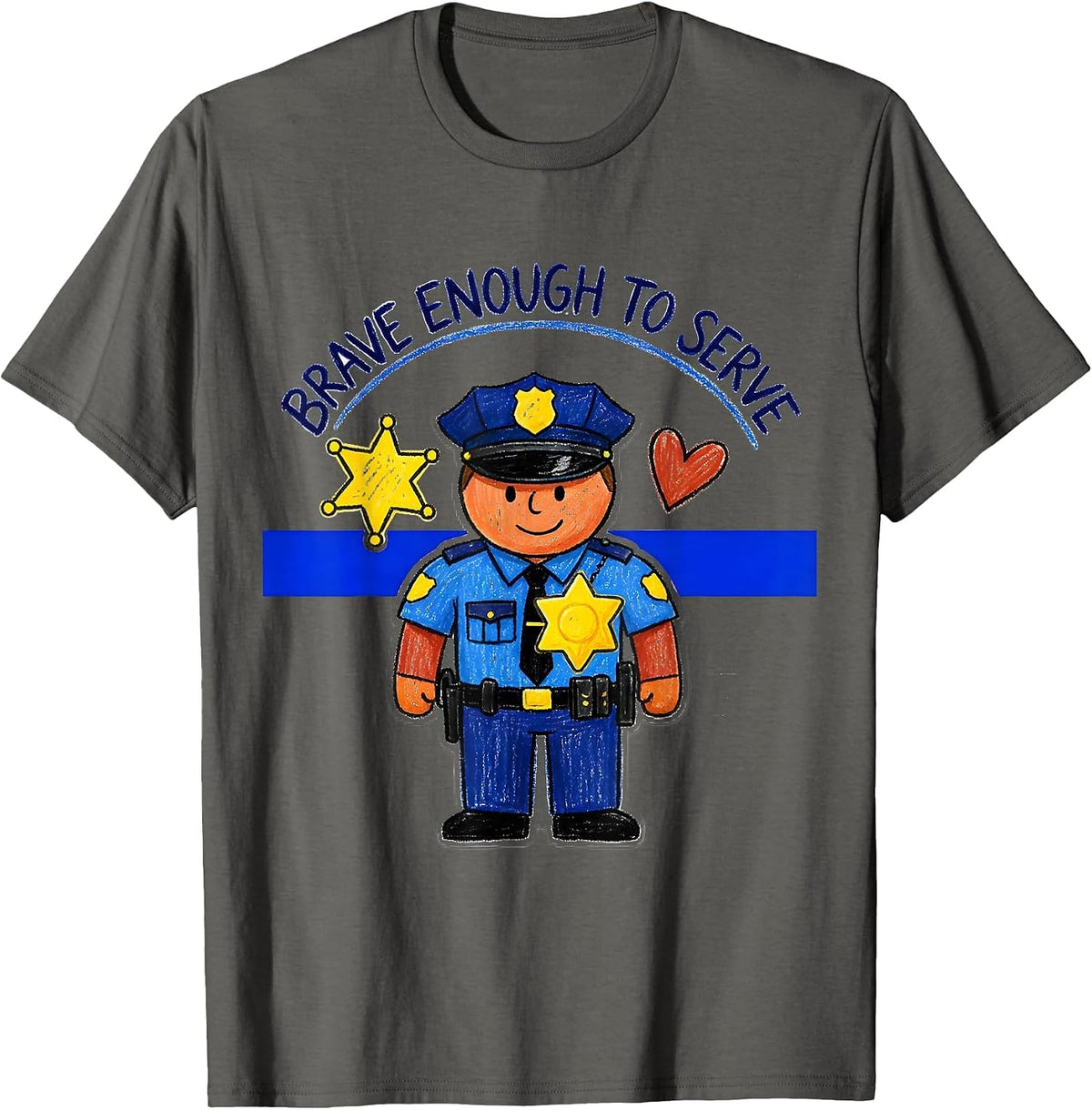 Men's Brave Enough To Serve Thin Blue Line Design T-Shirt - Asphalt Grey