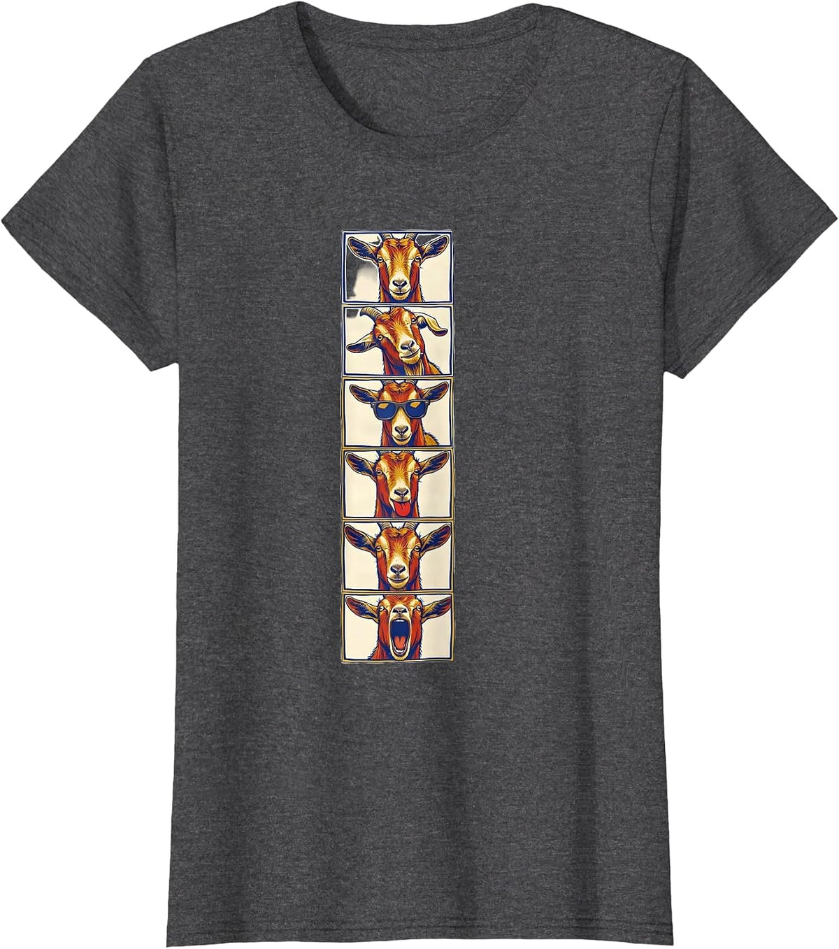 Women's Goat Photobooth Funny Animal Portrait T-Shirt - Dark Heather Grey