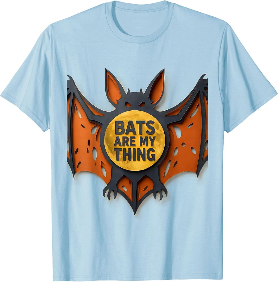 Men's Bats Are My Thing Playful Bat Lover Nature Gothic Halloween T-Shirt - Baby Blue