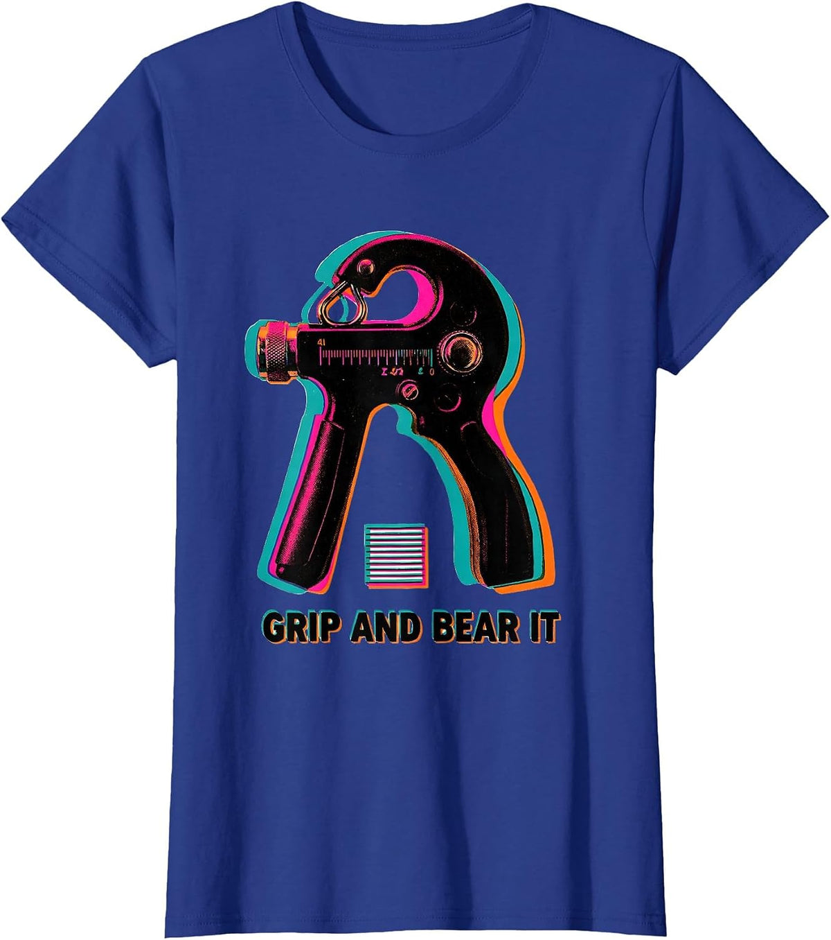 Women's Grip And Bear It Risograph PT OT Physical Therapist Humor T-Shirt - Royal Blue
