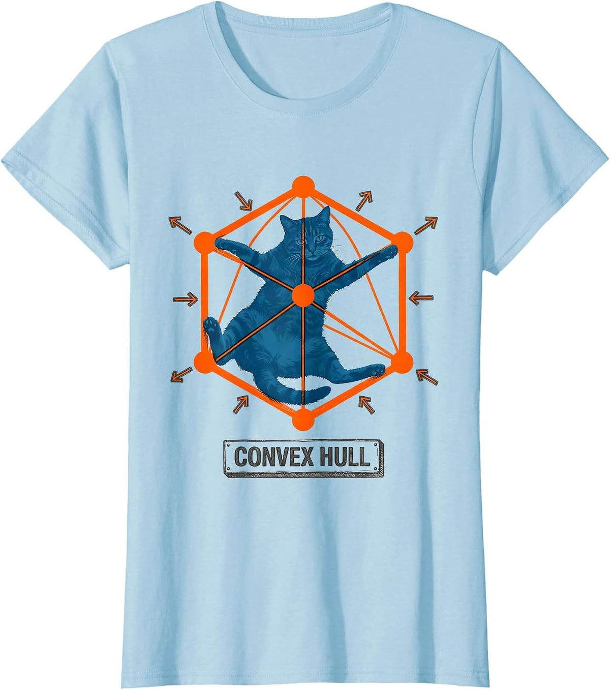 Women's Convex Hull Funny Cat Math Science Teacher Gift T-Shirt - Baby Blue