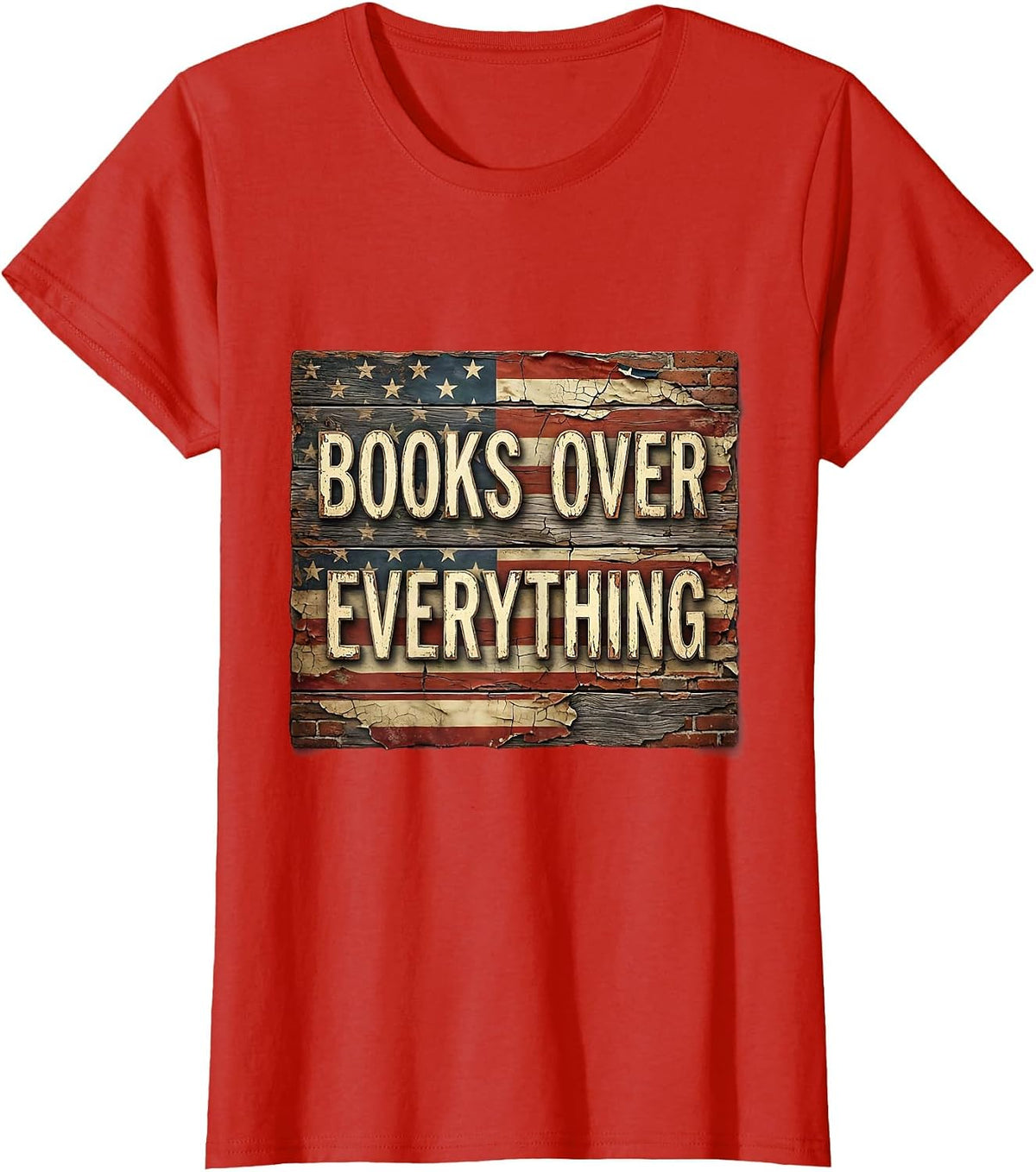 Books Over Everything English Teacher Design T-Shirt - Red