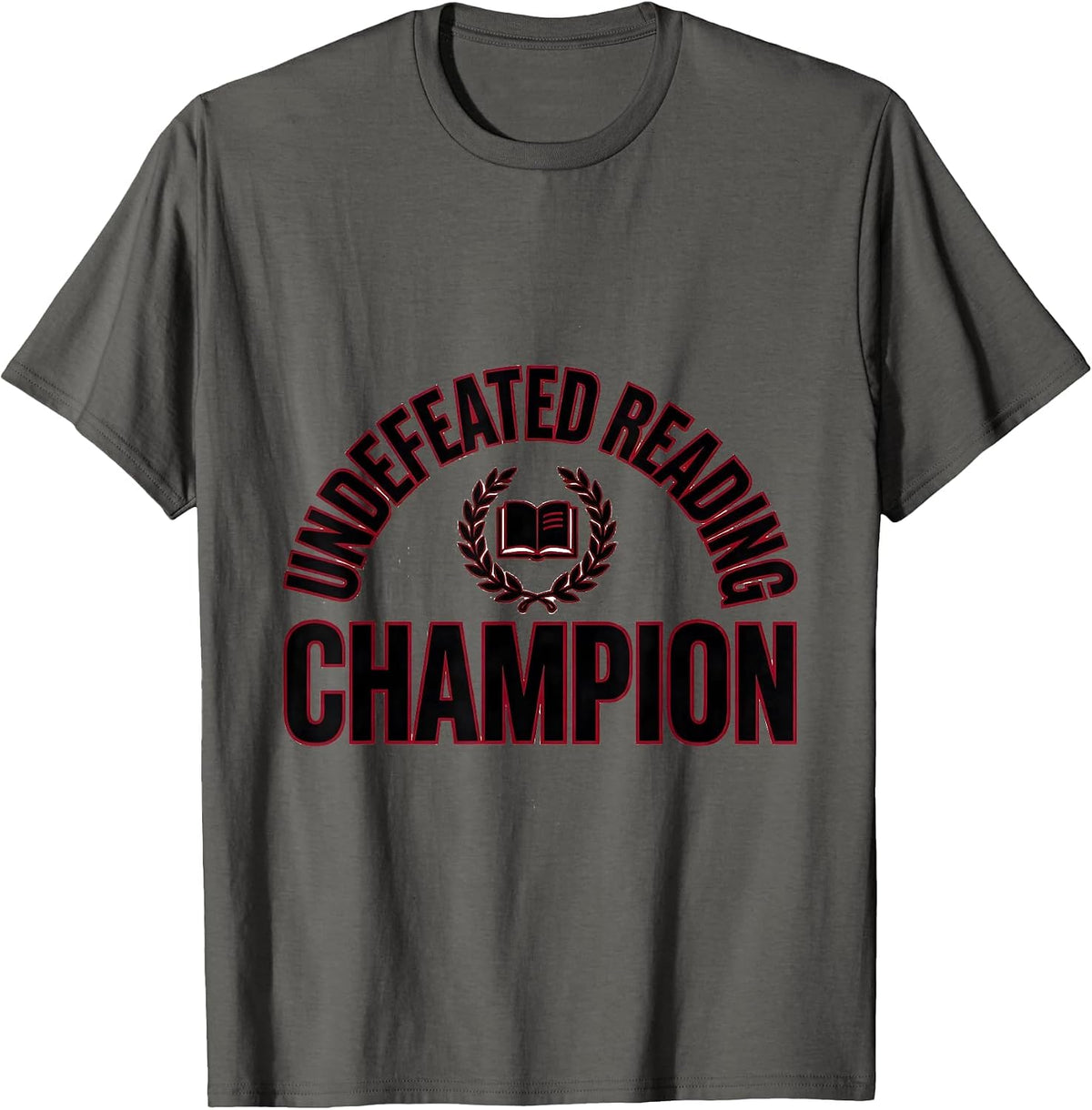 Men's Undefeated Reading Champion Retro Book Lover Literacy Humor T-Shirt - Asphalt Grey