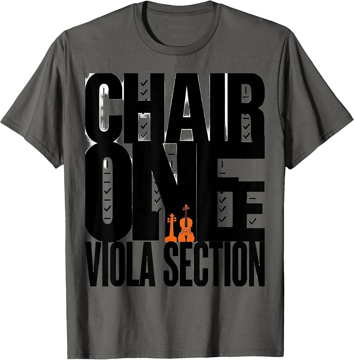 Chair One Viola Section Brutalist Graphic Halloween Ghost T-Shirt - Asphalt Grey