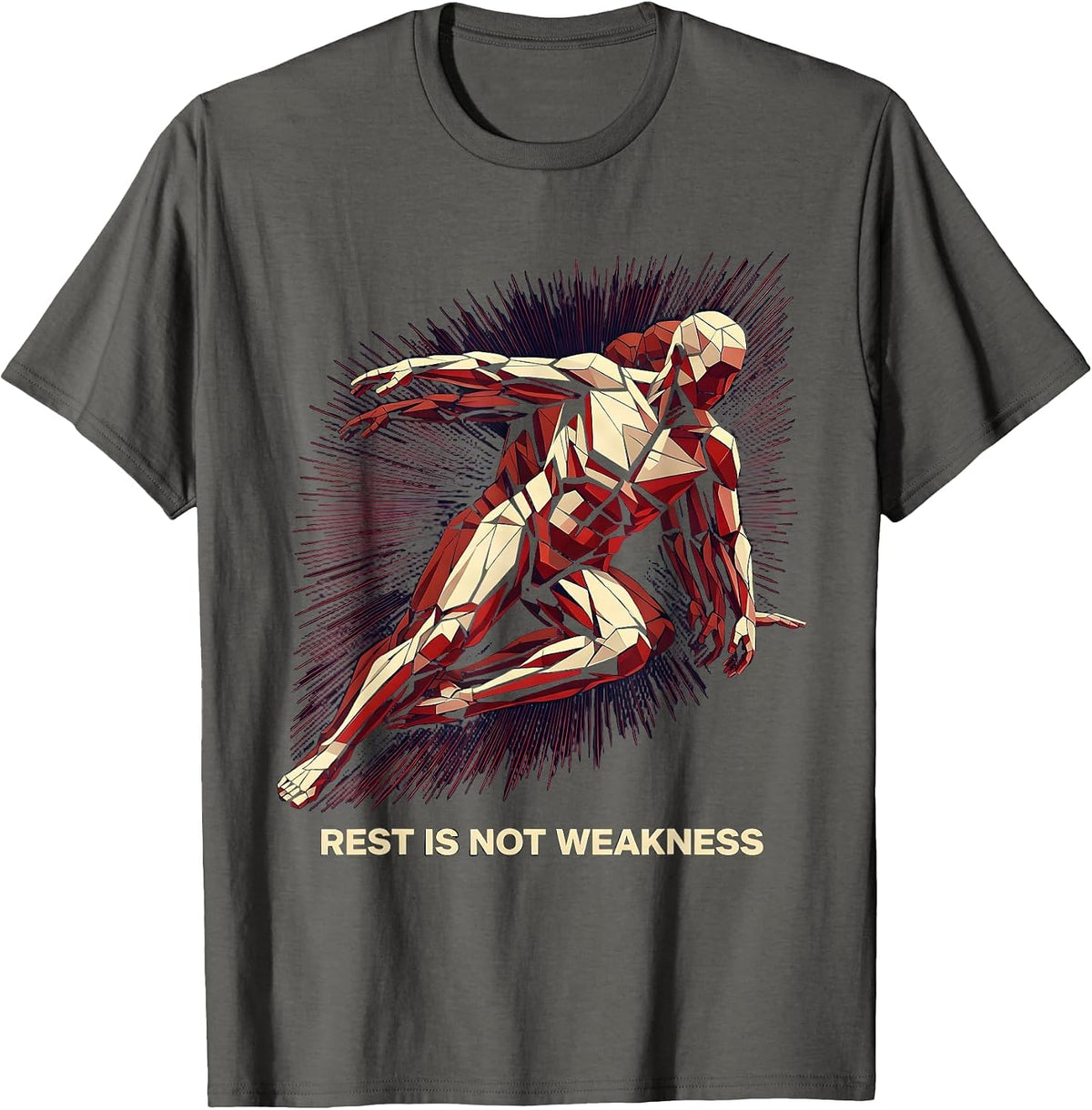 Rest Is Not Weakness Mental Health Matters Design T-Shirt - Asphalt Grey