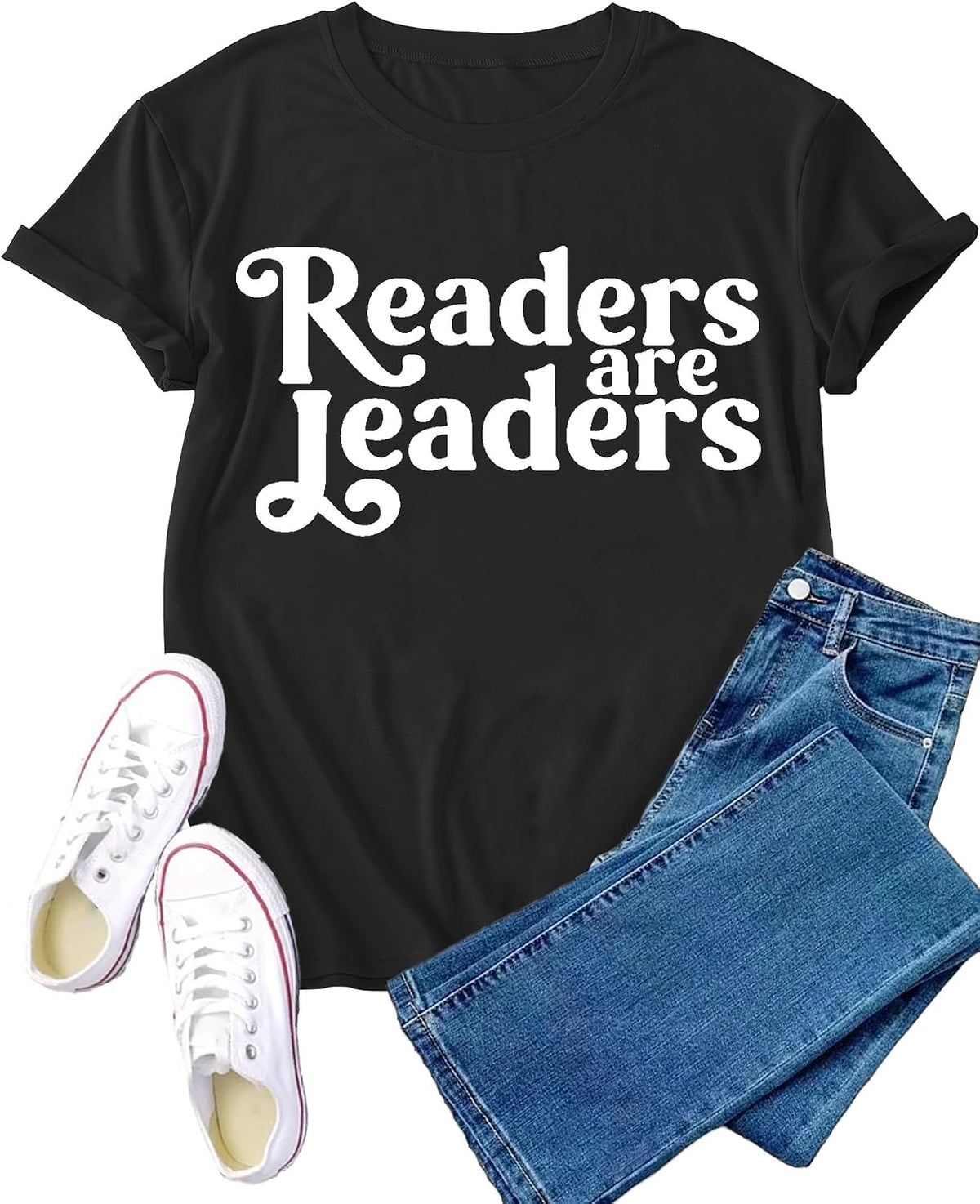 Reading Shirt for Women Readers are Leaders T-Shirt Book Lover Tee - Black