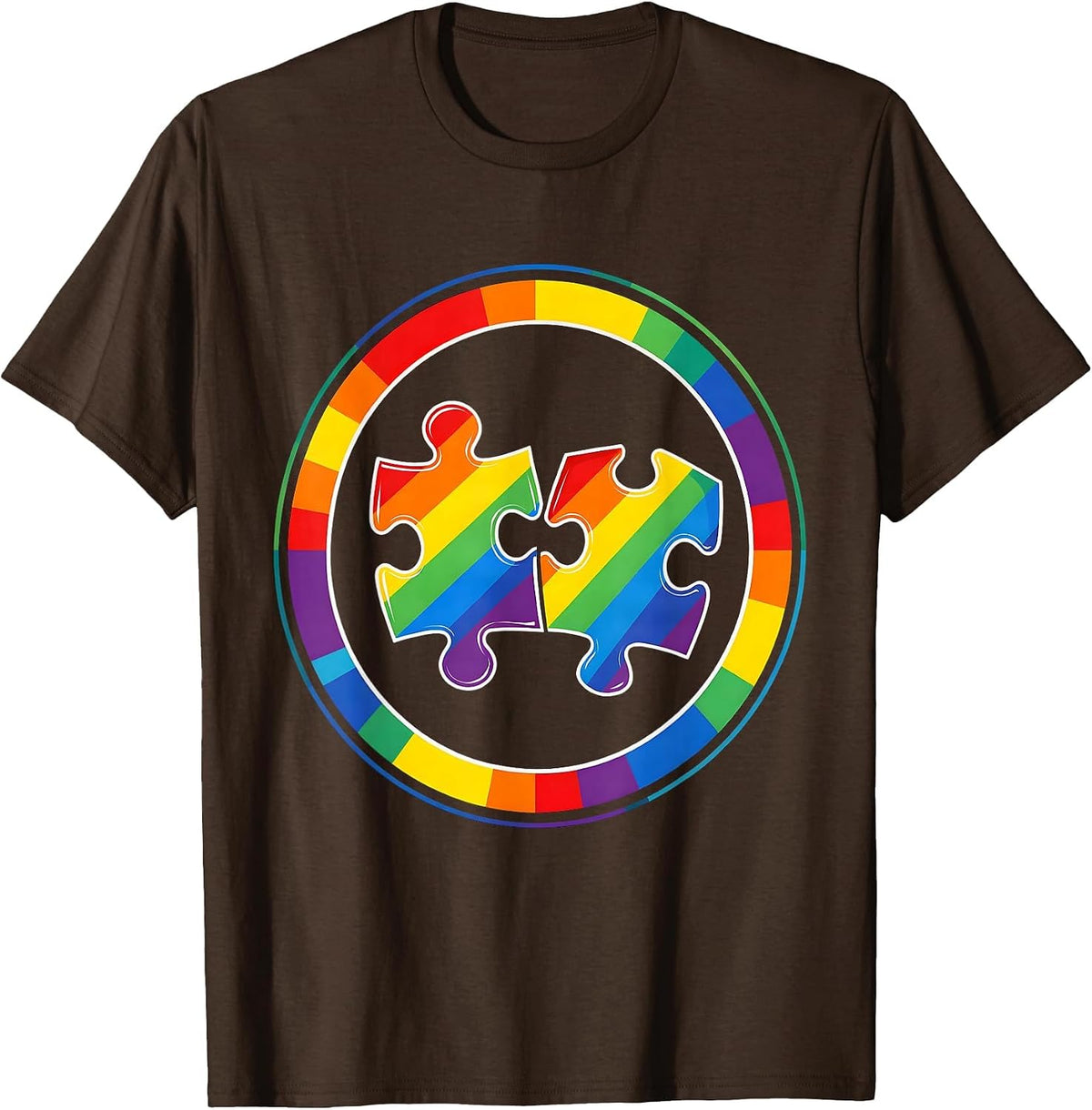 Neurodiversity Puzzle Pieces Unity Graphic T-Shirt - Brown