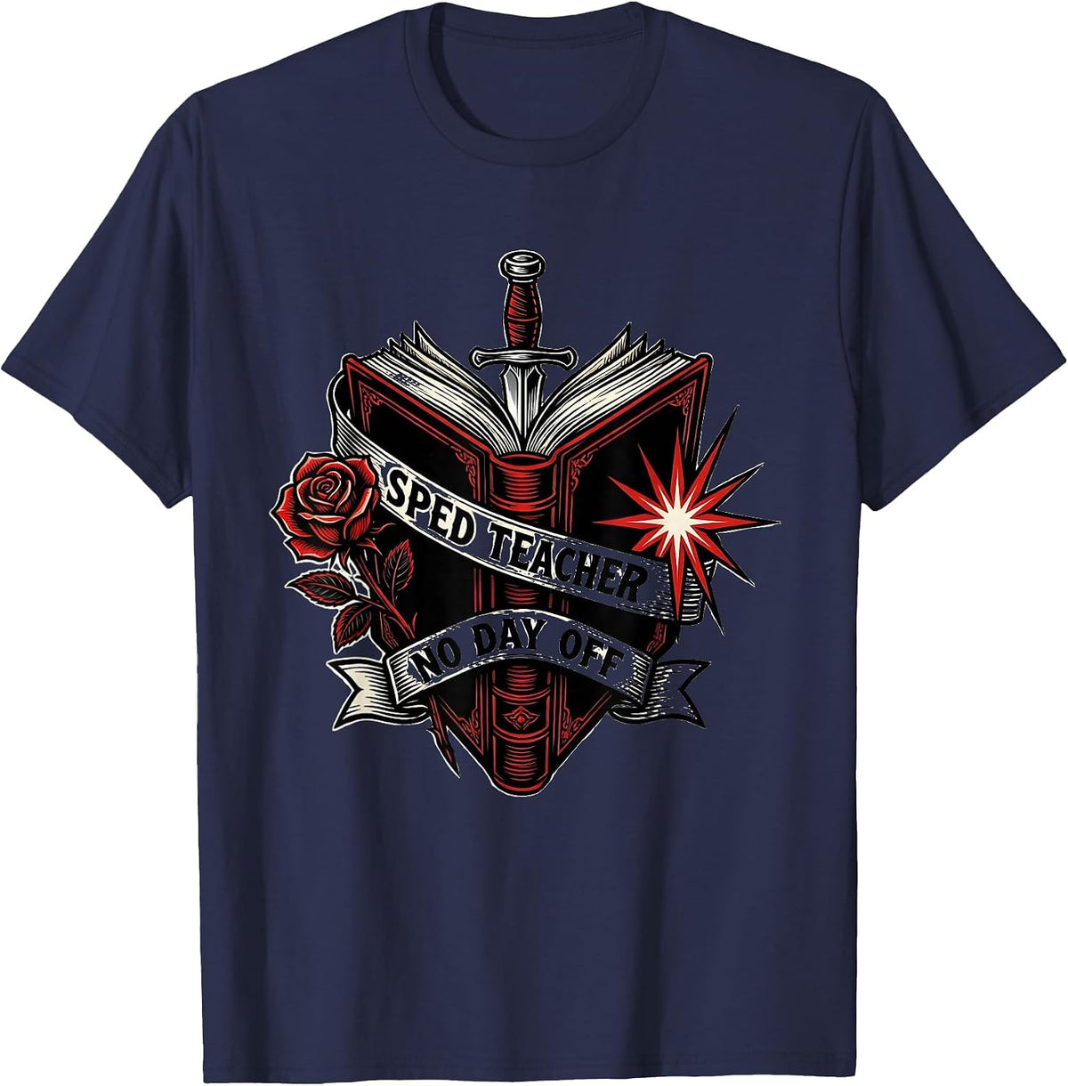 Sped Teacher No Day Off Educator Design T-Shirt - Navy Blue