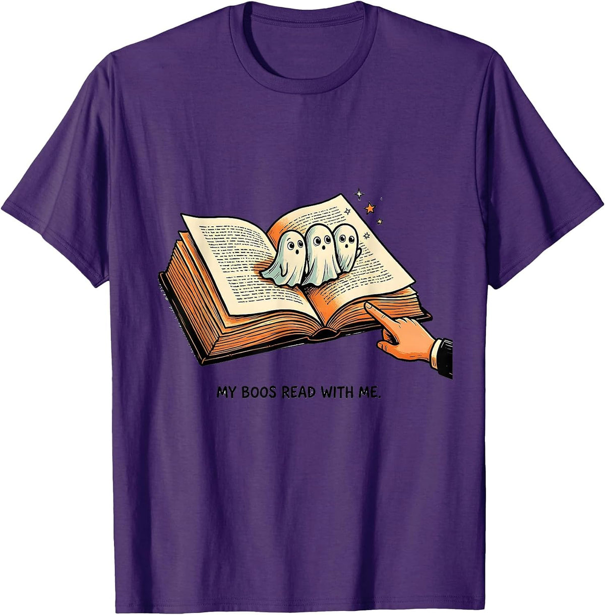 My Boos Read With Me Funny Teacher Ghost Halloween Costume T-Shirt - Purple