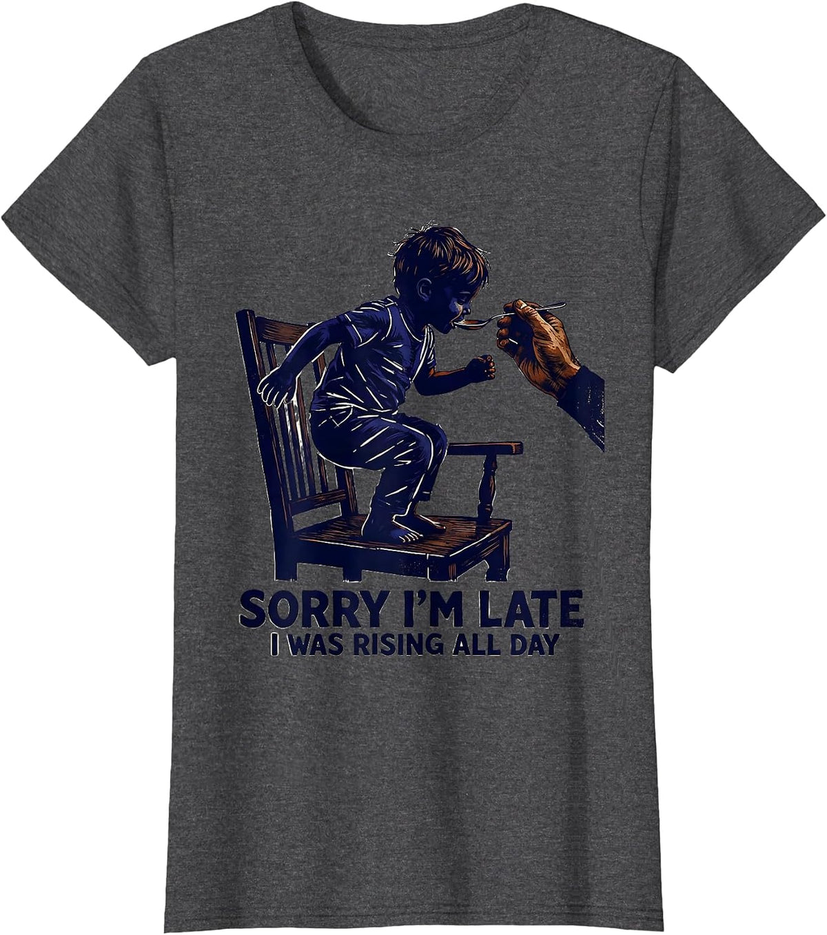 Women's Sorry I'm Late, I Was Rising All Day Retro Occupational T-Shirt - Dark Heather Grey