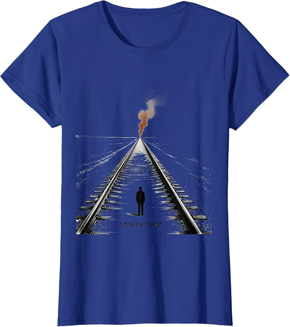 Women's I Wait For Steam Vintage Steam Locomotive Train Enthusiast T-Shirt - Royal Blue