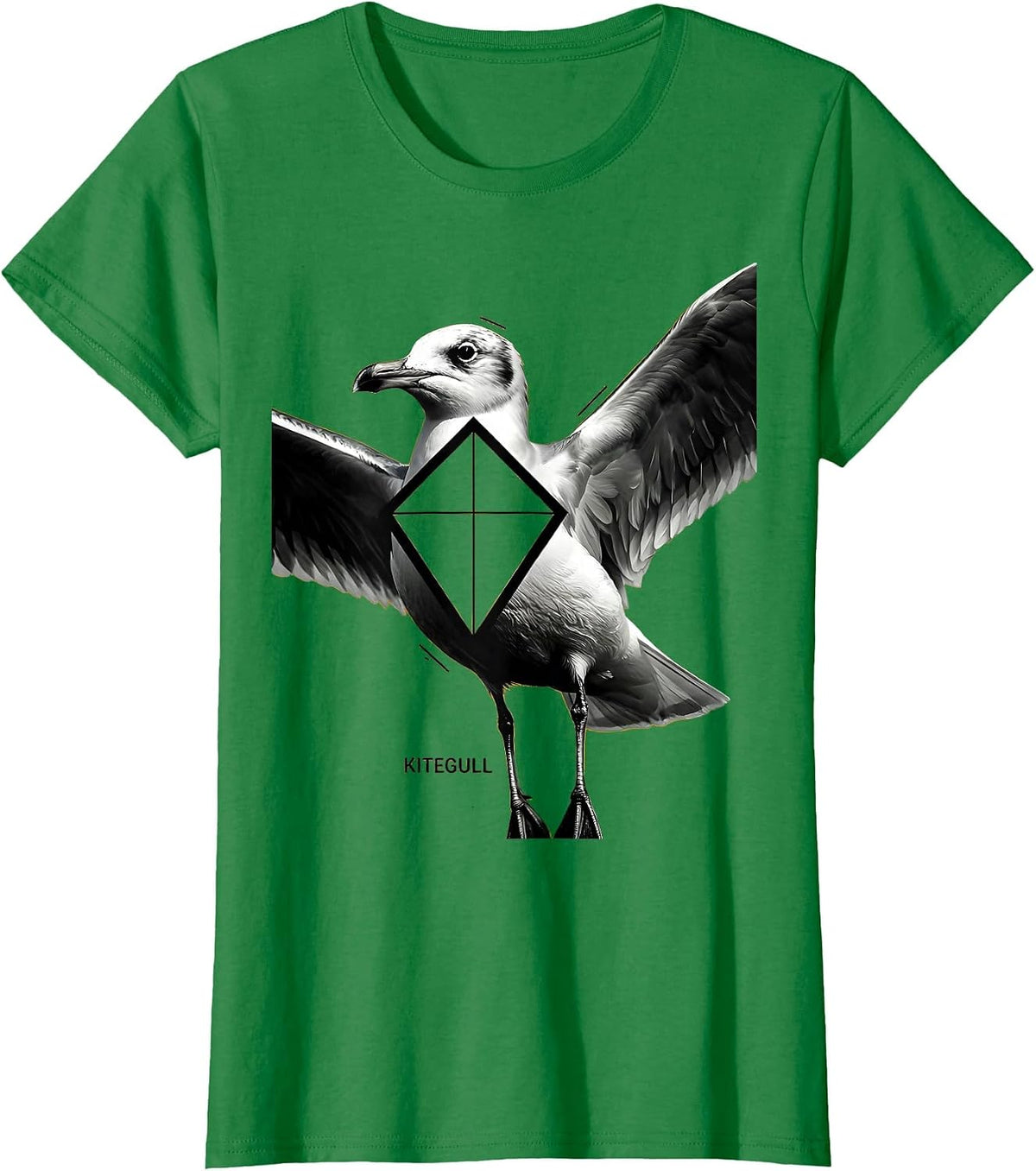 Kitegull Funny Geometric Seagull Bird Pun Math Teacher Gift T-Shirt - Kelly Green
