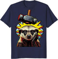 Honey Badger Pop Art Animal Lover Fearless Attitude T-Shirt - Navy Blue