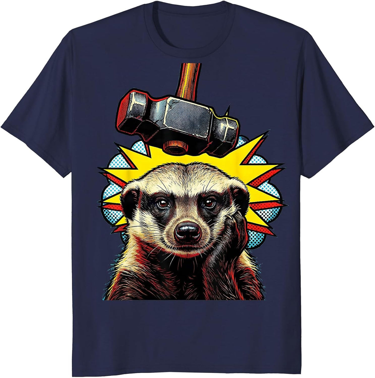 Honey Badger Pop Art Animal Lover Fearless Attitude T-Shirt - Navy Blue