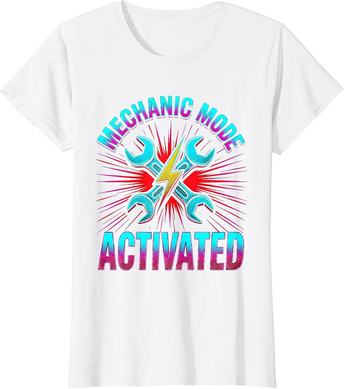 Mechanic Mode Activated Garage Design T-Shirt - White
