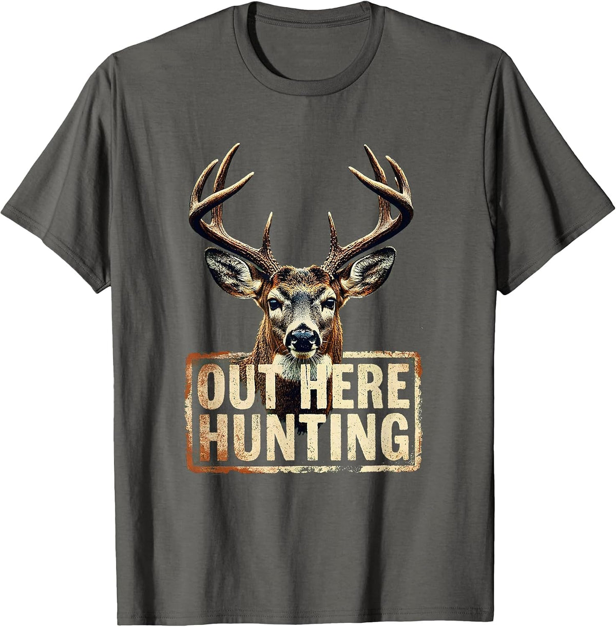 Men's Out Here Hunting Outdoor Adventure Design T-Shirt - Asphalt Grey