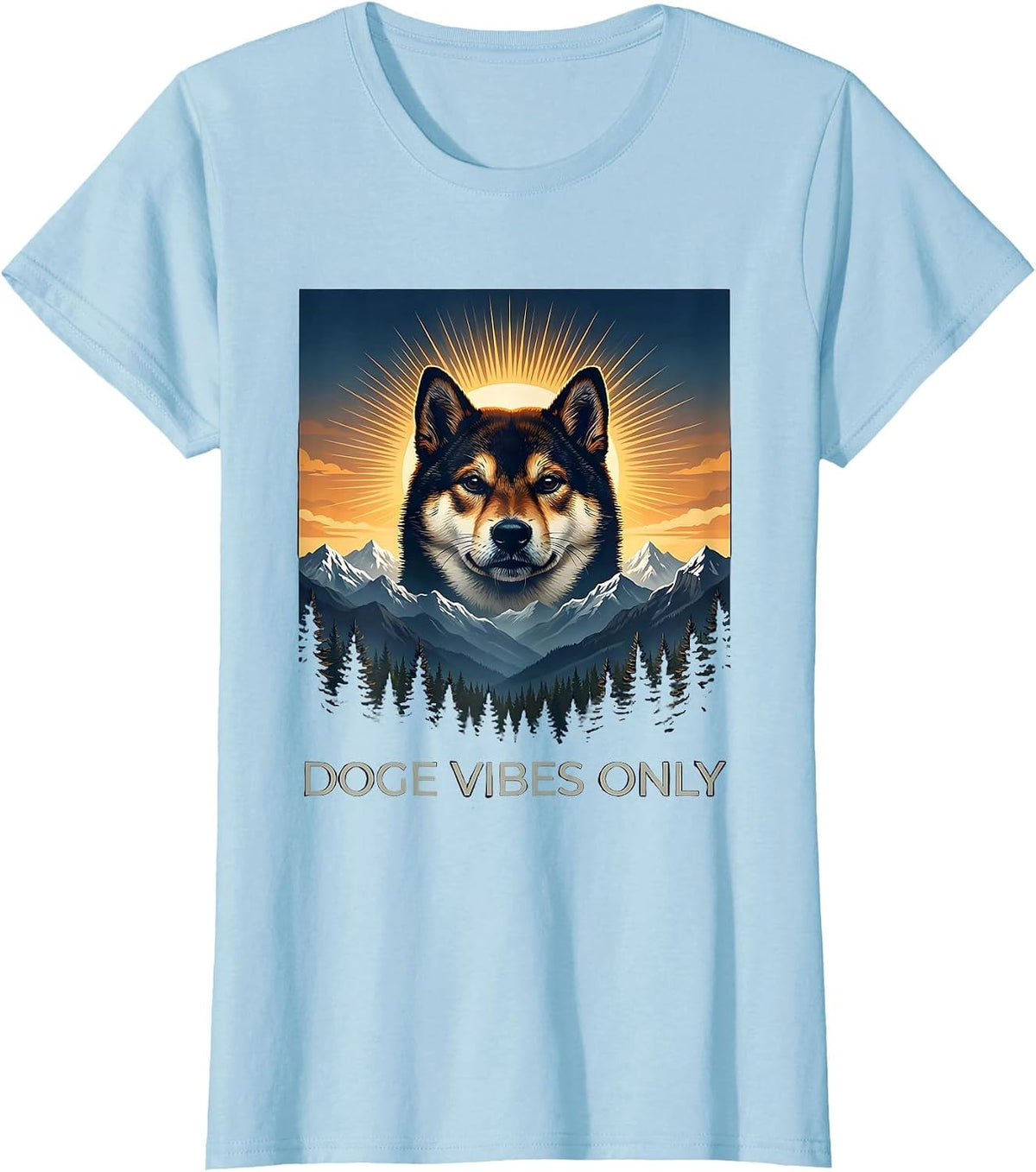 Doge Vibes Only Meme Internet Culture Design T-Shirt - Baby Blue