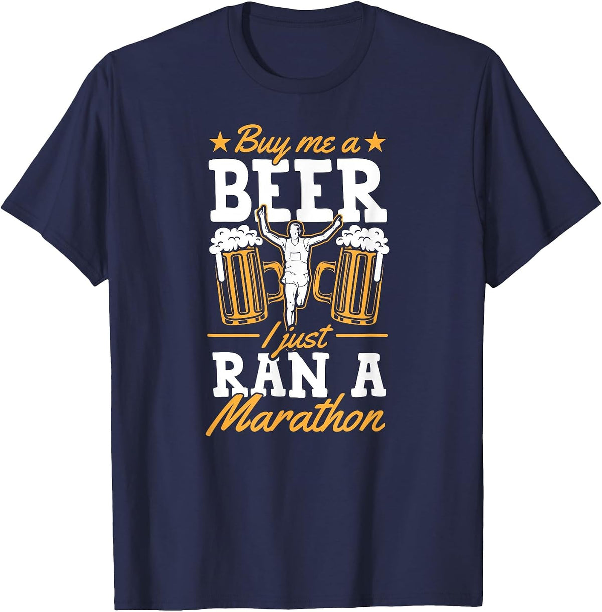 Buy Me A Beer I Just Ran A Marathon T-Shirt - Navy Blue