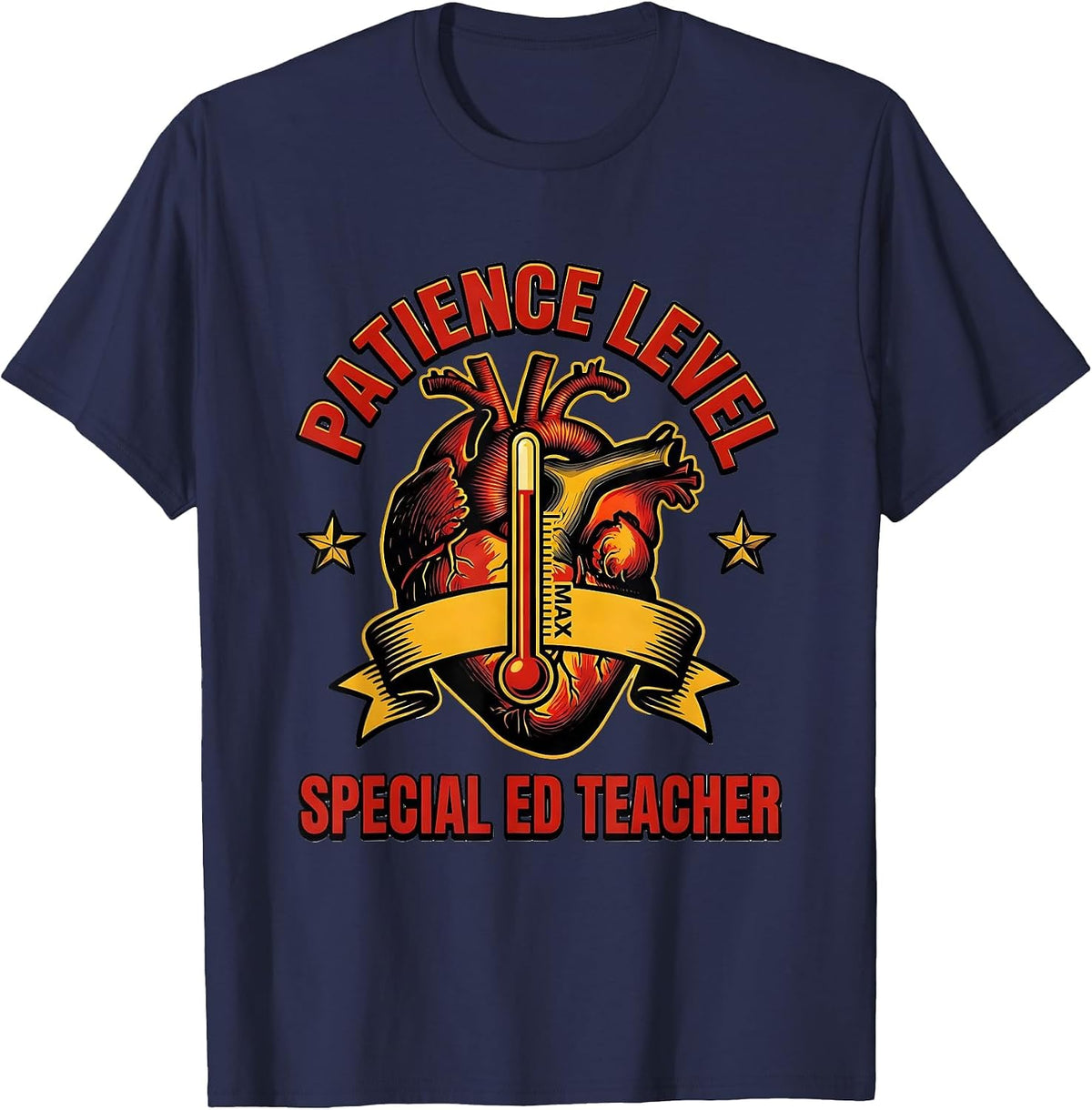 Men's Patience Level Special Ed Teacher Graphic Design T-Shirt - Navy Blue