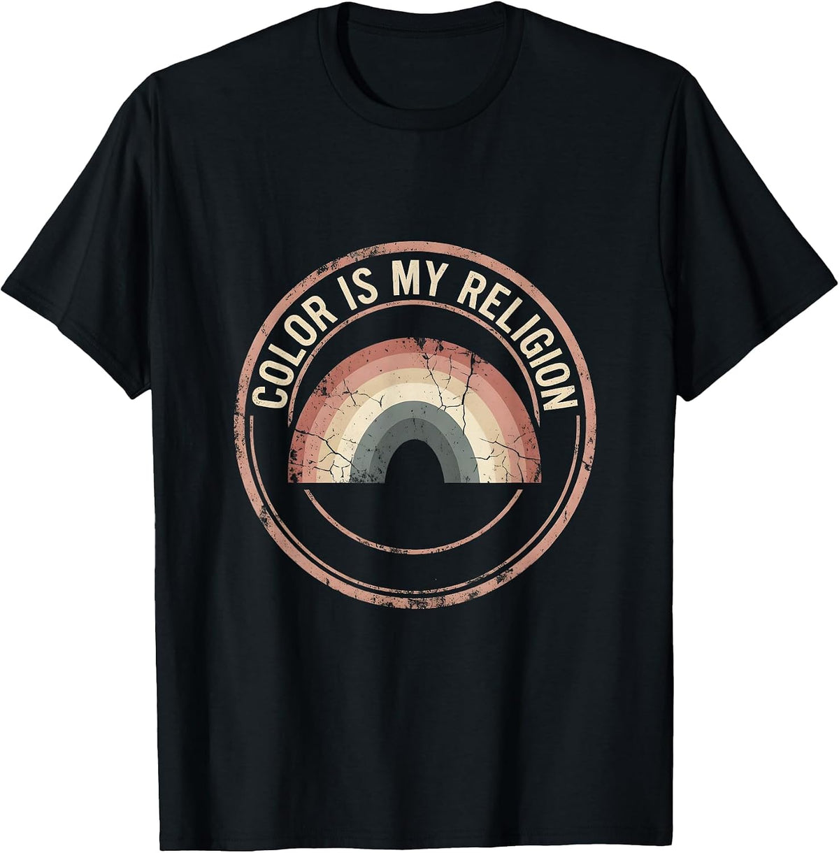 Men's Color Is My Religion Rainbow Art Design T-Shirt - Black