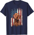 Distressed Vizsla American Flag Patriotic Dog T-Shirt - Navy Blue