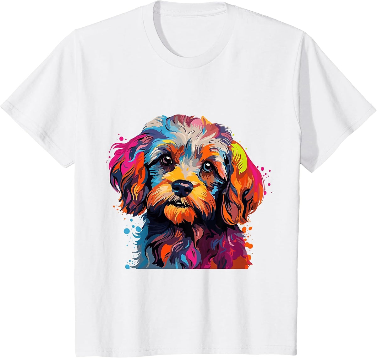 Cavapoo Dog Breed Pet Cute Colorful Pop Art Graphic T-Shirt - White